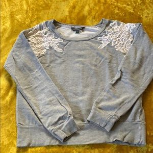 Gray Lace Detail Sweatshirt